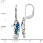 Sterling Silver Rhodium-plated Polished Crystal Seahorse Dangle Earrings - Product Photo