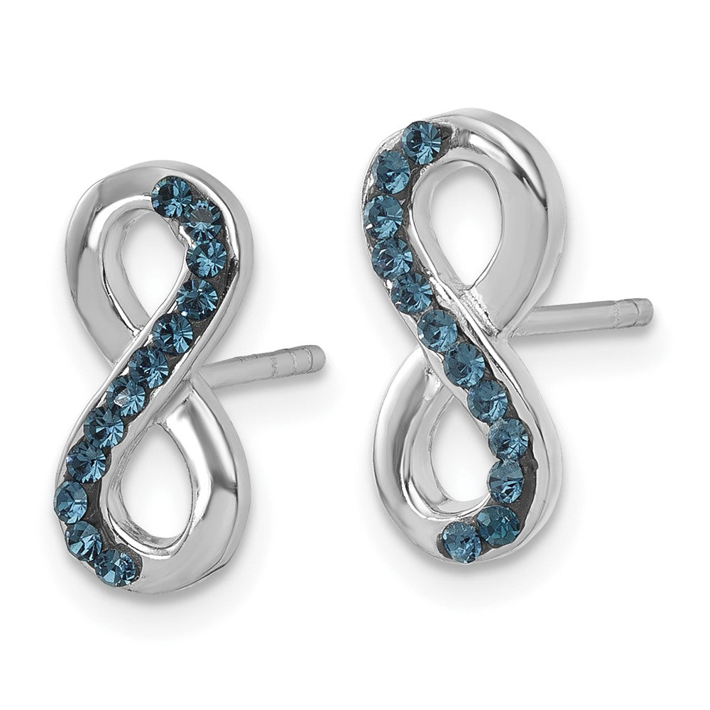 Sterling Silver Rhodium-Plated Polished Crystal Eternity Post Earrings - Product Photo