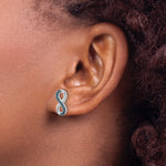 Sterling Silver Rhodium-Plated Polished Crystal Eternity Post Earrings - Product Photo