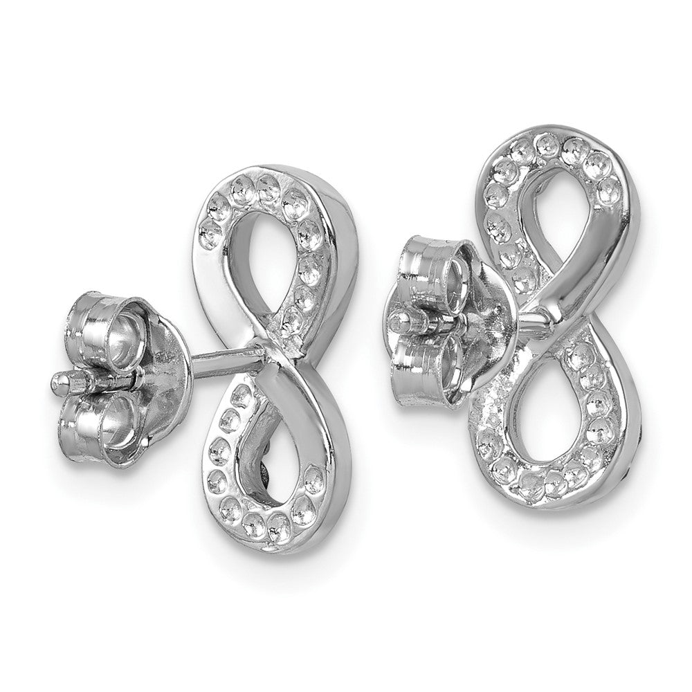 Sterling Silver Rhodium-Plated Polished Crystal Eternity Post Earrings - Product Photo