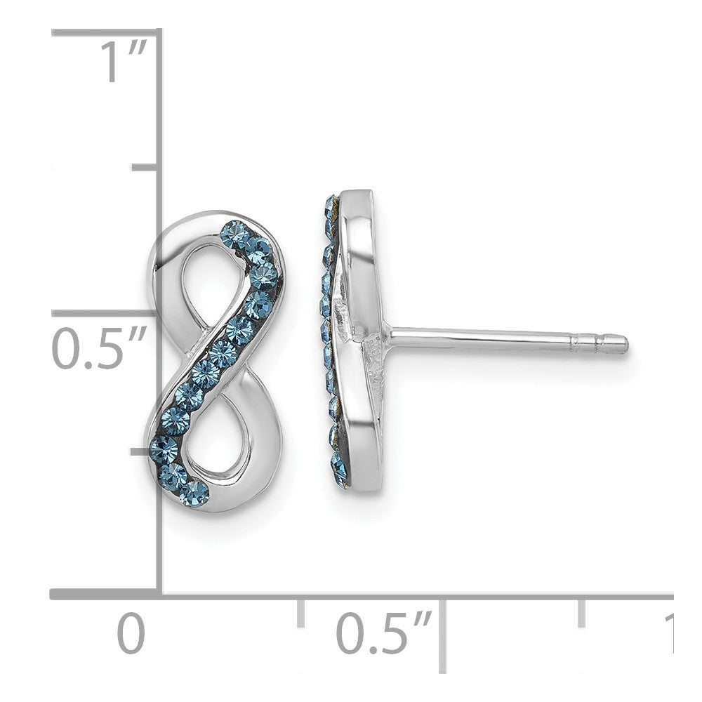 Sterling Silver Rhodium-Plated Polished Crystal Eternity Post Earrings - Product Photo