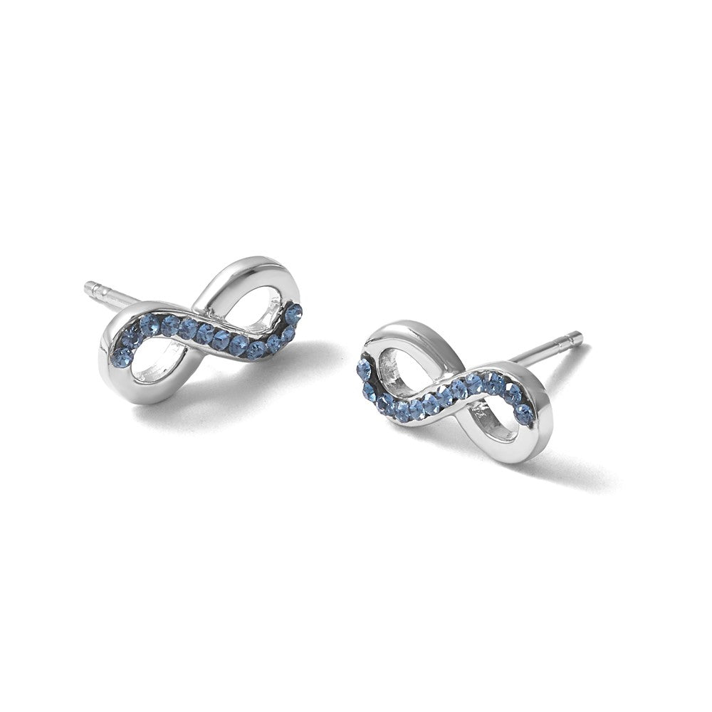 Sterling Silver Rhodium-Plated Polished Crystal Eternity Post Earrings - Product Photo