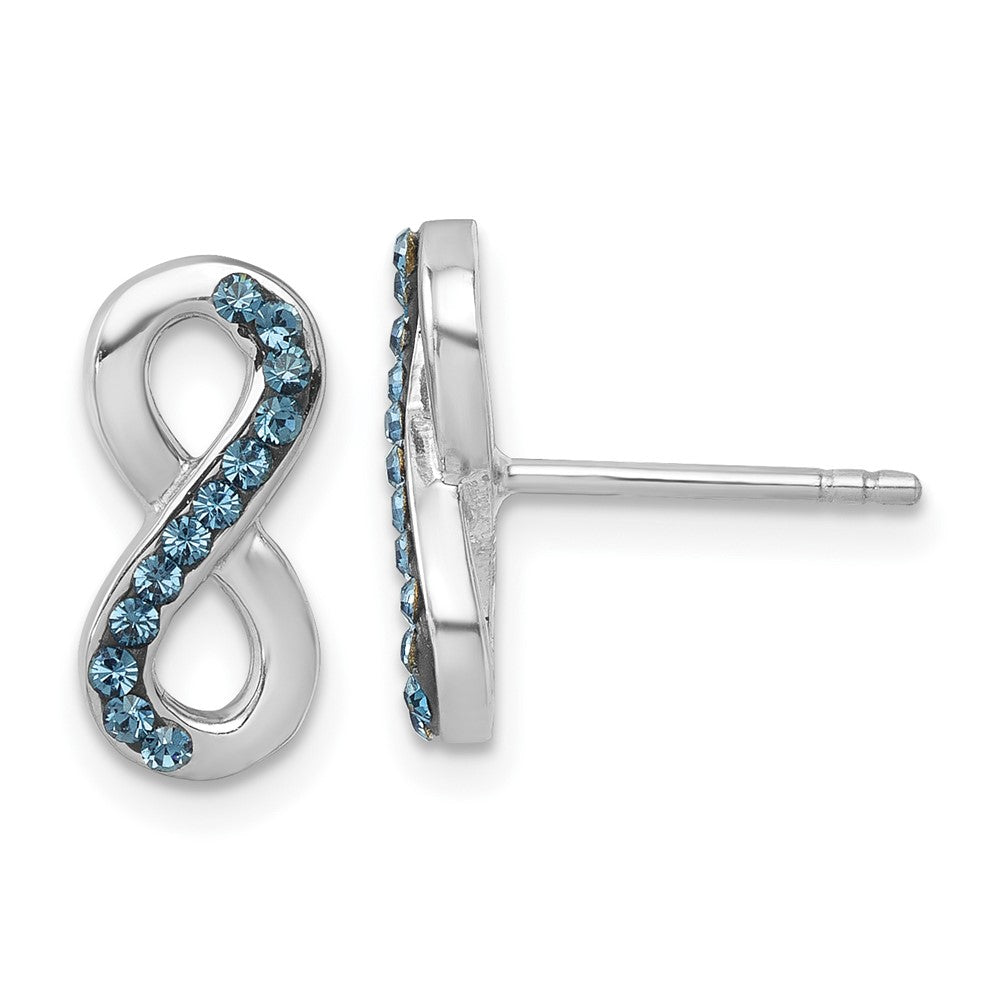 Sterling Silver Rhodium-Plated Polished Crystal Eternity Post Earrings
