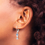 Sterling Silver Rhodium-Plated Blue Crystal Bonefish Dangle Earrings - Product Photo