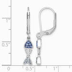 Sterling Silver Rhodium-Plated Blue Crystal Bonefish Dangle Earrings - Product Photo