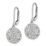 Sterling Silver Rhodium-Plated Polished Crystal Sand Dollar Dangle Earrings - Product Photo