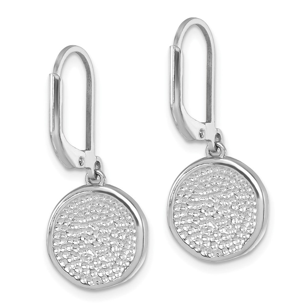 Sterling Silver Rhodium-Plated Polished Crystal Sand Dollar Dangle Earrings - Product Photo