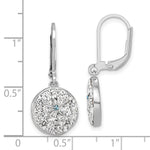 Sterling Silver Rhodium-Plated Polished Crystal Sand Dollar Dangle Earrings - Product Photo