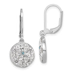 Sterling Silver Rhodium-Plated Polished Crystal Sand Dollar Dangle Earrings - Product Photo
