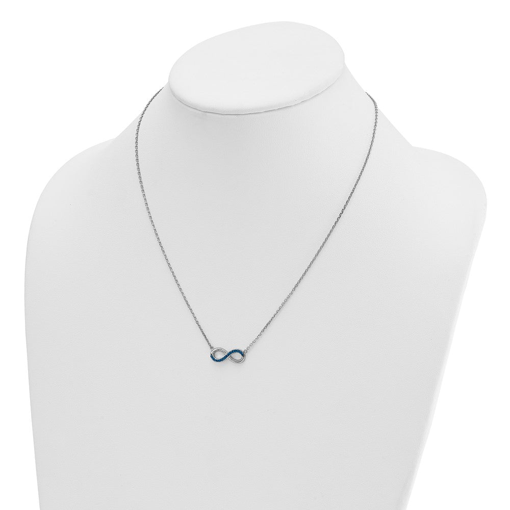 Sterling Silver Rhodium-Plated Polished Crystal Eternity 16.5 +2in Necklace - Product Photo