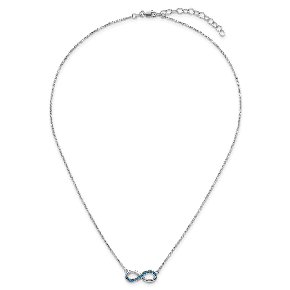 Sterling Silver Rhodium-Plated Polished Crystal Eternity 16.5 +2in Necklace - Product Photo