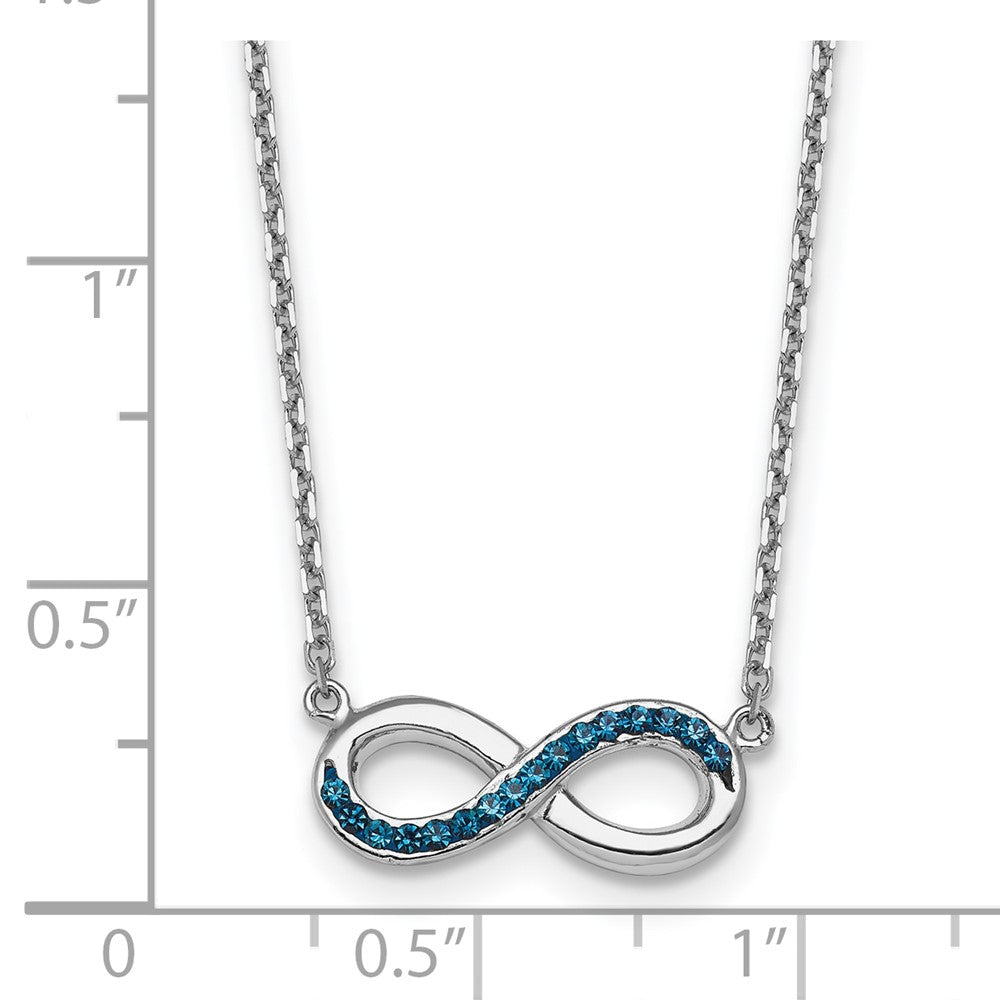 Sterling Silver Rhodium-Plated Polished Crystal Eternity 16.5 +2in Necklace - Product Photo