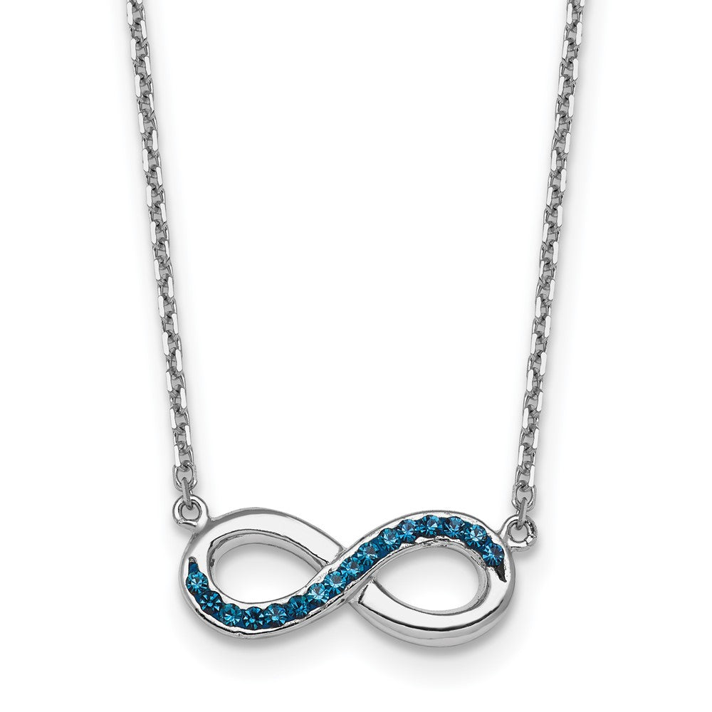 Sterling Silver Rhodium-Plated Polished Crystal Eternity 16.5 +2in Necklace - Product Photo