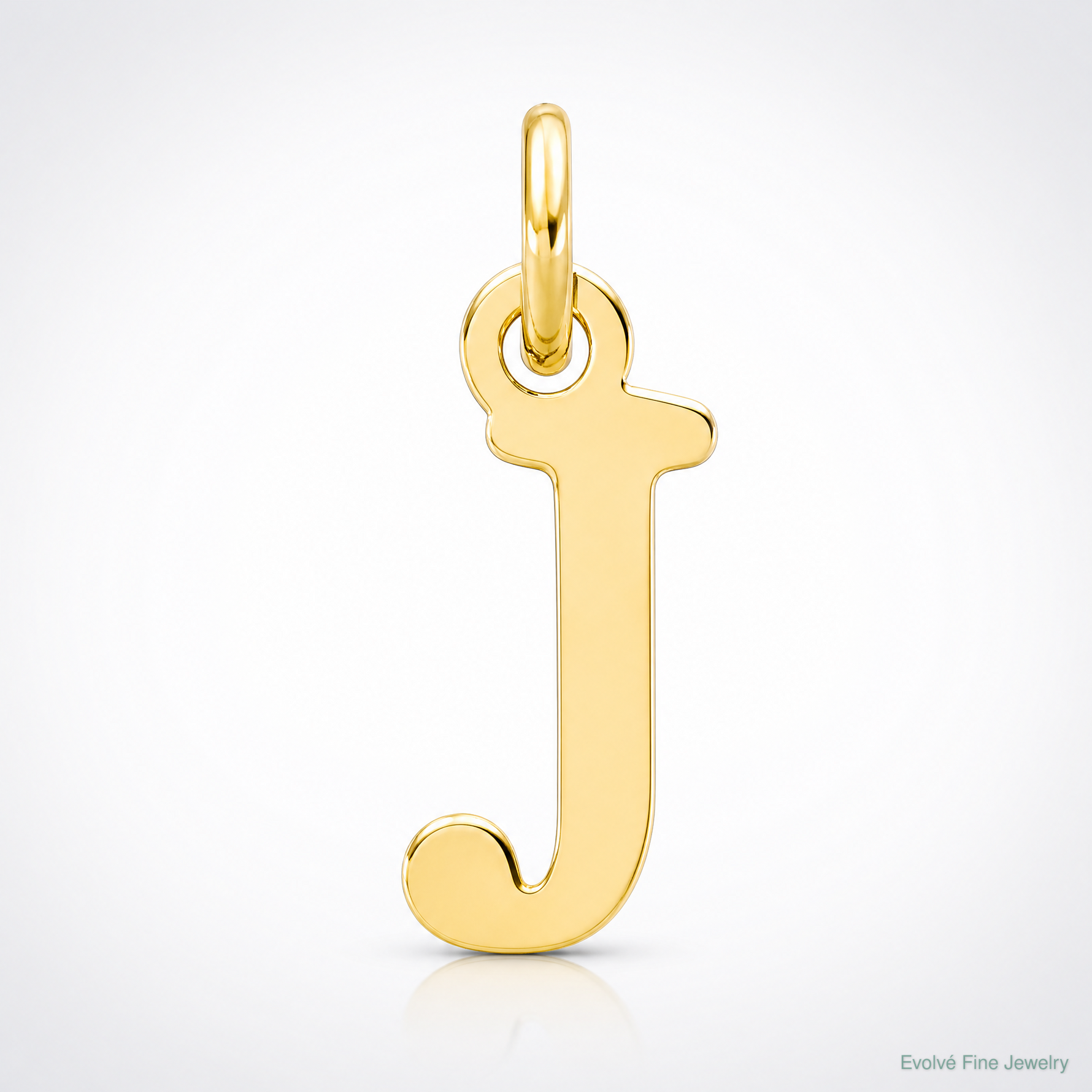 14ky Cutout Letter J Initial Pendant - Lifestyle View