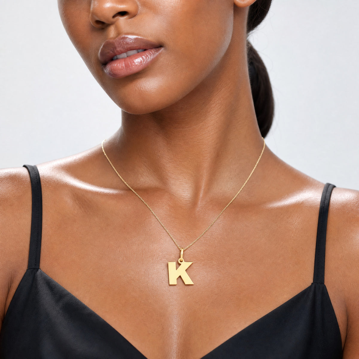 14ky Letter K Initial Pendant - Model Shot