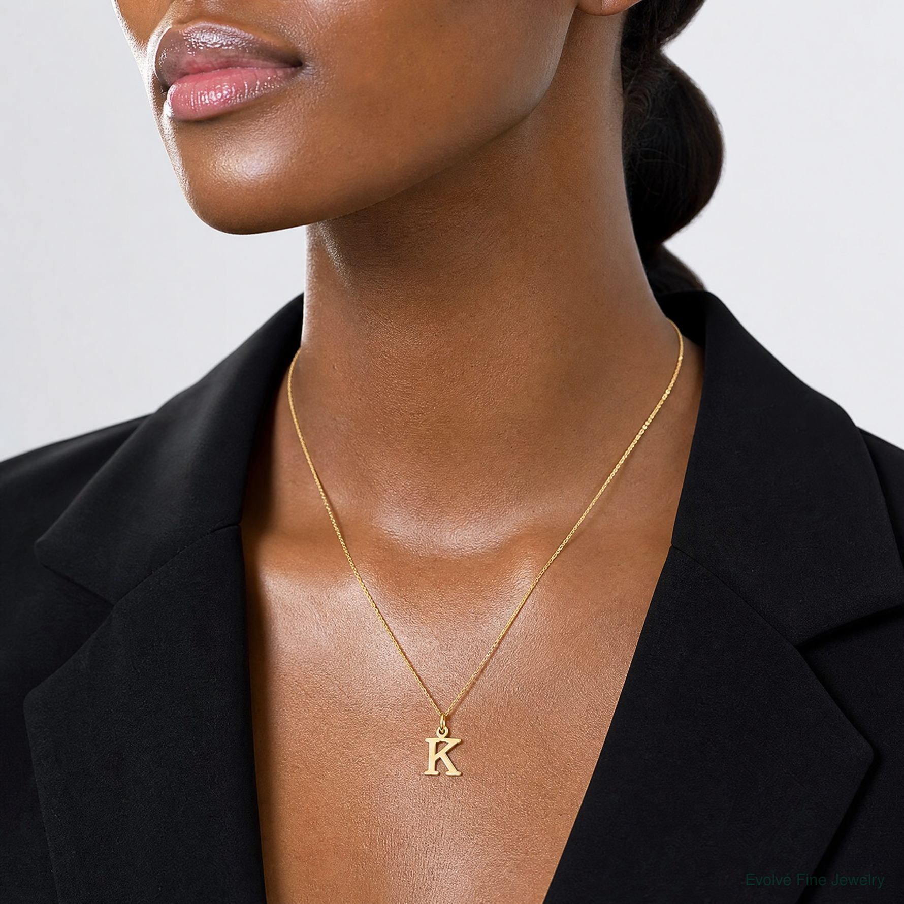 14ky Cutout Letter K Initial Pendant - Model Shot