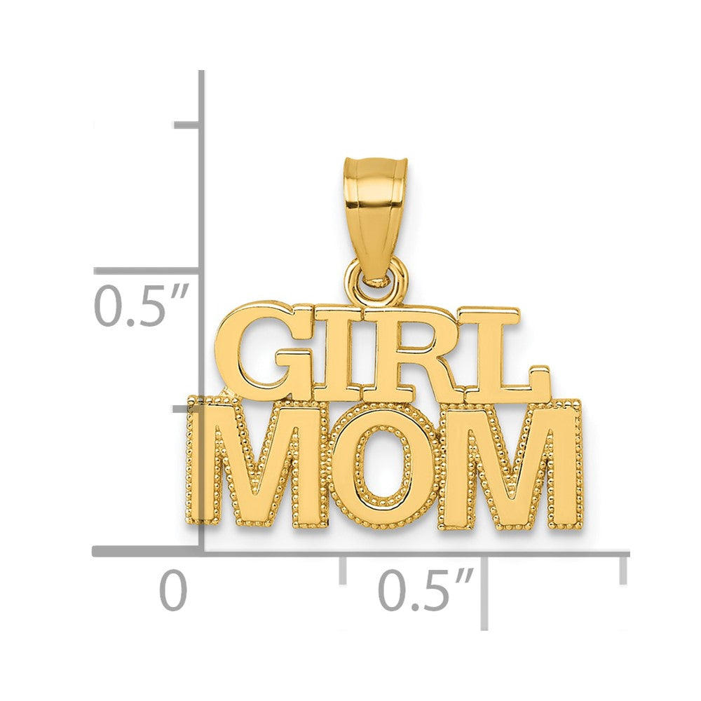 14K Yellow Gold Polished GIRL MOM Pendant - Product Photo