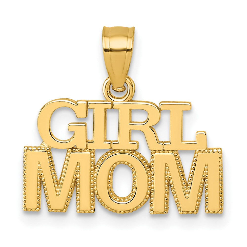14K Yellow Gold Polished GIRL MOM Pendant - Product Photo