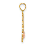 14K Yellow Gold Two-tone & White Rhodium Polished Grandma Rose Oval Pendant - Product Photo