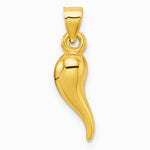 14K Yellow Gold Polished Hollowed Italian Horn Pendant - Product Photo