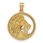 14k Polished Lion with Mane Circle Pendant - Product Photo
