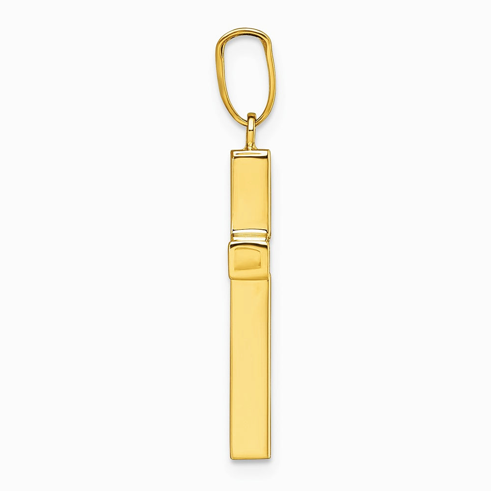 14K Yellow Gold Polished Hollow Cross Pendant - Product Photo