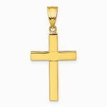 14K Yellow Gold Polished Hollow Cross Pendant - Product Photo