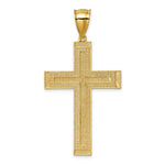 14K Yellow & Rhodium Pol. with Rhodium Diamond-cut Textured Fancy Cross Pendant - Product Photo
