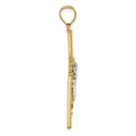 14k w/Rhodium  Polished and Diamond-cut Crucifix Pendant - Product Photo