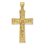14k w/Rhodium  Polished and Diamond-cut Crucifix Pendant - Product Photo