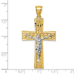 14k w/Rhodium  Polished and Diamond-cut Crucifix Pendant - Product Photo
