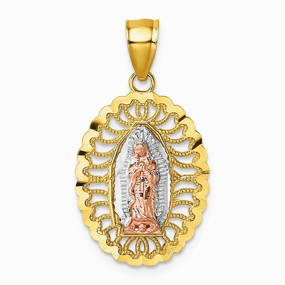 14K Two-tone with White Rhodium Polished Guadalupe Pendant