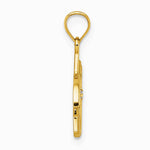14K Yellow Gold Polished & Textured CZ Bird & Triangle Star of David Pendant - Product Photo
