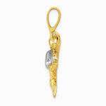 10K / 14K Yellow with Rhodium & Rhodium Polished Open-Backed Scuba Diver Pendant - Product Photo