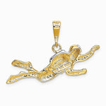 10K / 14K Yellow with Rhodium & Rhodium Polished Open-Backed Scuba Diver Pendant - Product Photo