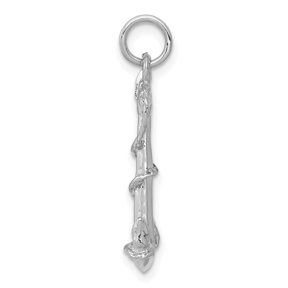 14K White Gold Solid Polished 3-D Anchor Charm - Product Photo