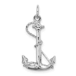 14K White Gold Solid Polished 3-D Anchor Charm - Product Photo
