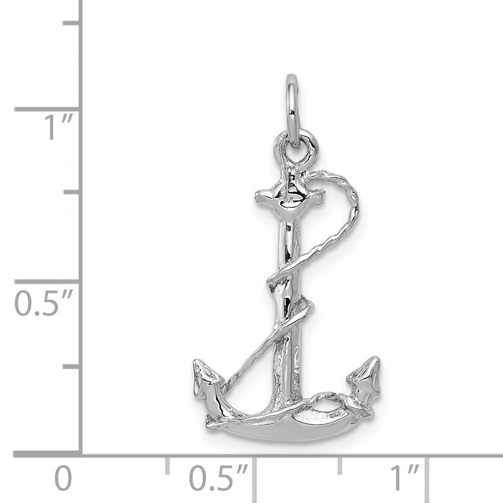 14K White Gold Solid Polished 3-D Anchor Charm - Product Photo