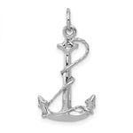 14K White Gold Solid Polished 3-D Anchor Charm - Product Photo
