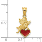 14k Enameled Angel on Heart Pendant - Product Photo