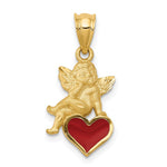 14k Enameled Angel on Heart Pendant - Product Photo