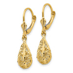 14k Polished Diamond-Cut Filigree Dangle Leverback Earrings - Product Photo