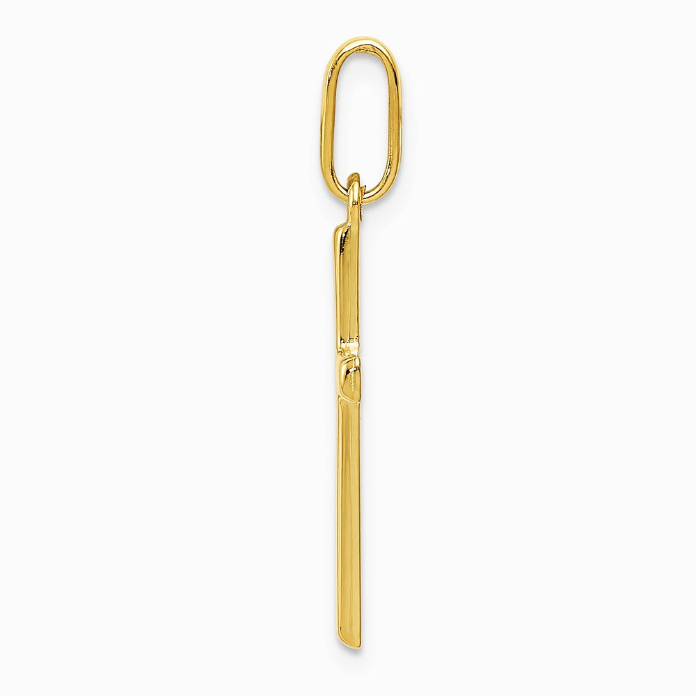 14K Yellow Gold Hollow Cross Pendant - Product Photo