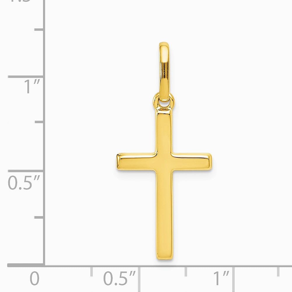 14K Yellow Gold Hollow Cross Pendant - Product Photo