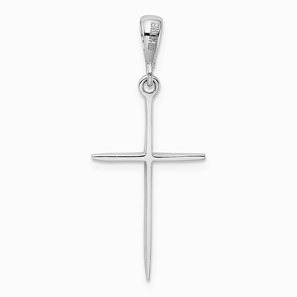 14K White Gold Cross Pendant - Product Photo