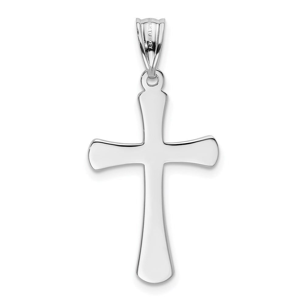 14k White Gold Hollow Cross Pendant - Product Photo