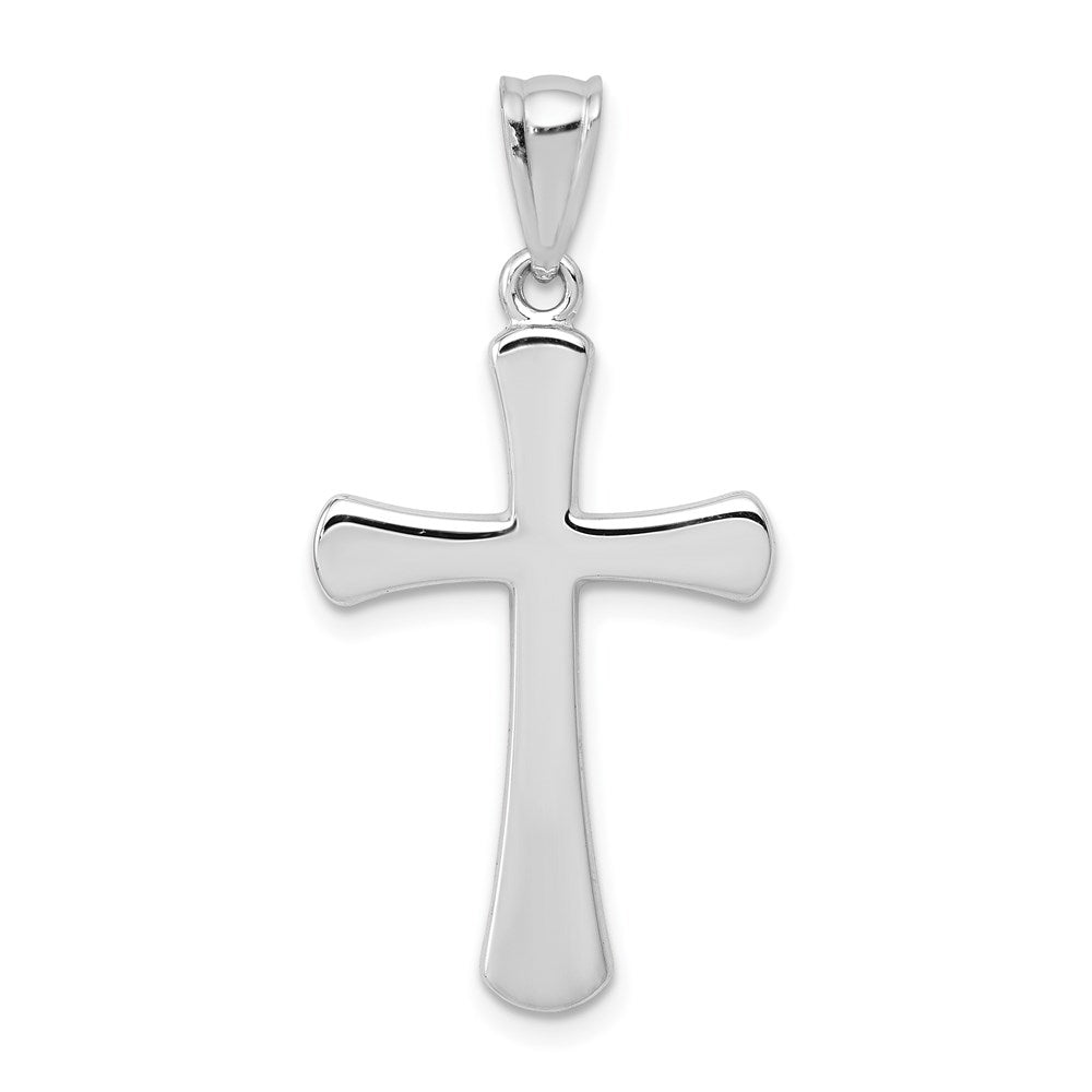 14k White Gold Hollow Cross Pendant - Product Photo