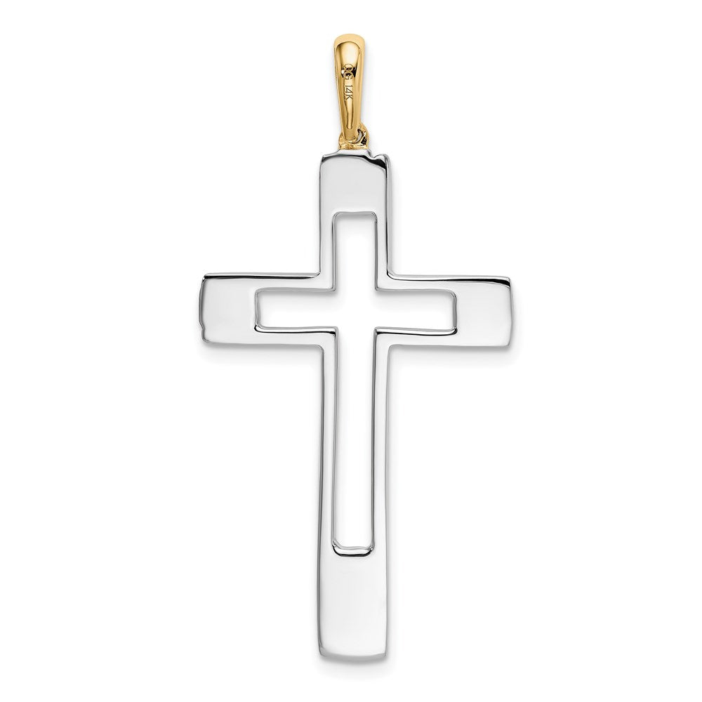 14K Two-tone Fancy Cross Pendant - Product Photo