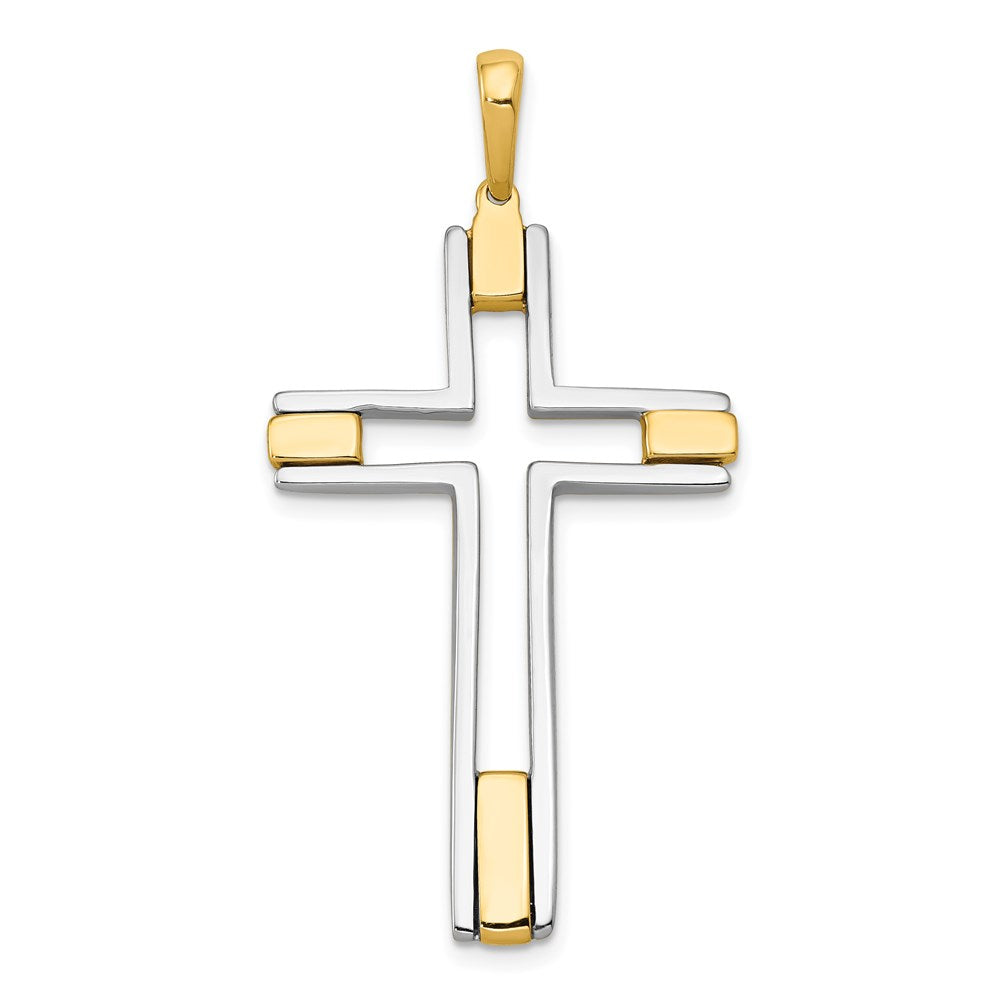 14K Two-Tone Gold Fancy Cross Pendant