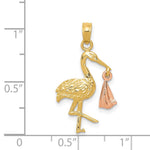 10K / 14K Two-tone Stork with Dangling Baby Charm - Product Photo